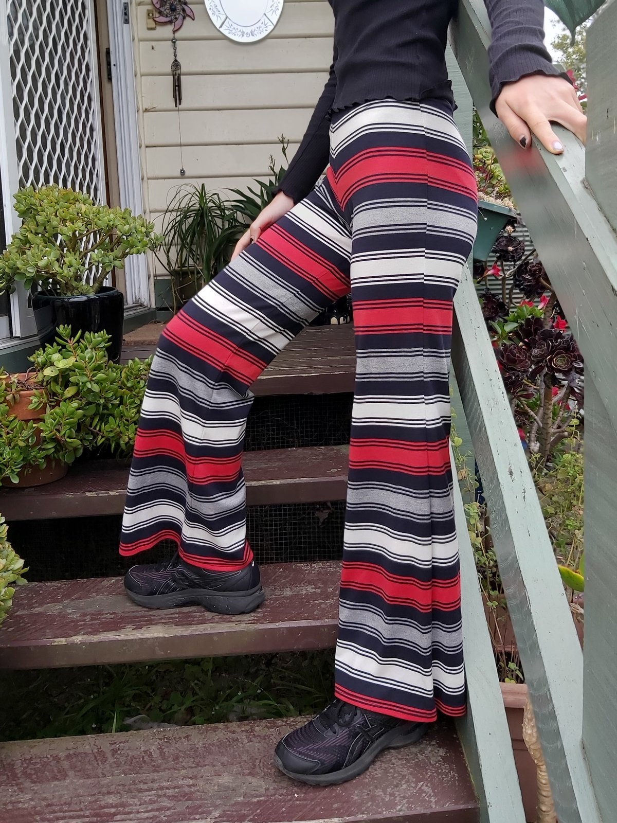 Red black and white clearance striped pants